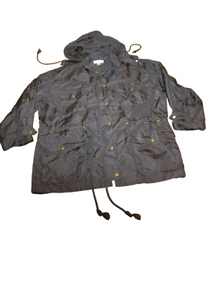 Joseph Abboud Hooded 32  Trench Rain Coat in Black Size: Medium 100% Nylon