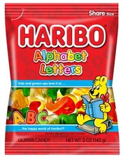 HARIBO Gummi Candy, Alphabet Letters, 5 oz. Bag (Pack of 12)