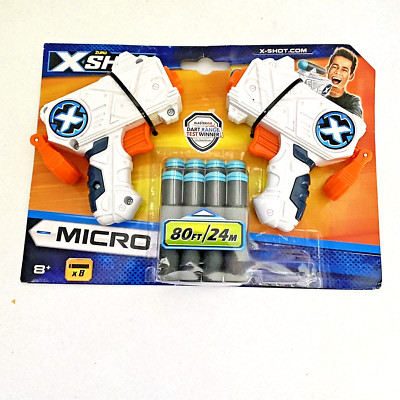 Zuru X-Shot Micro 2 dart blaster toy guns with 8 Foam Darts up to 80' range New