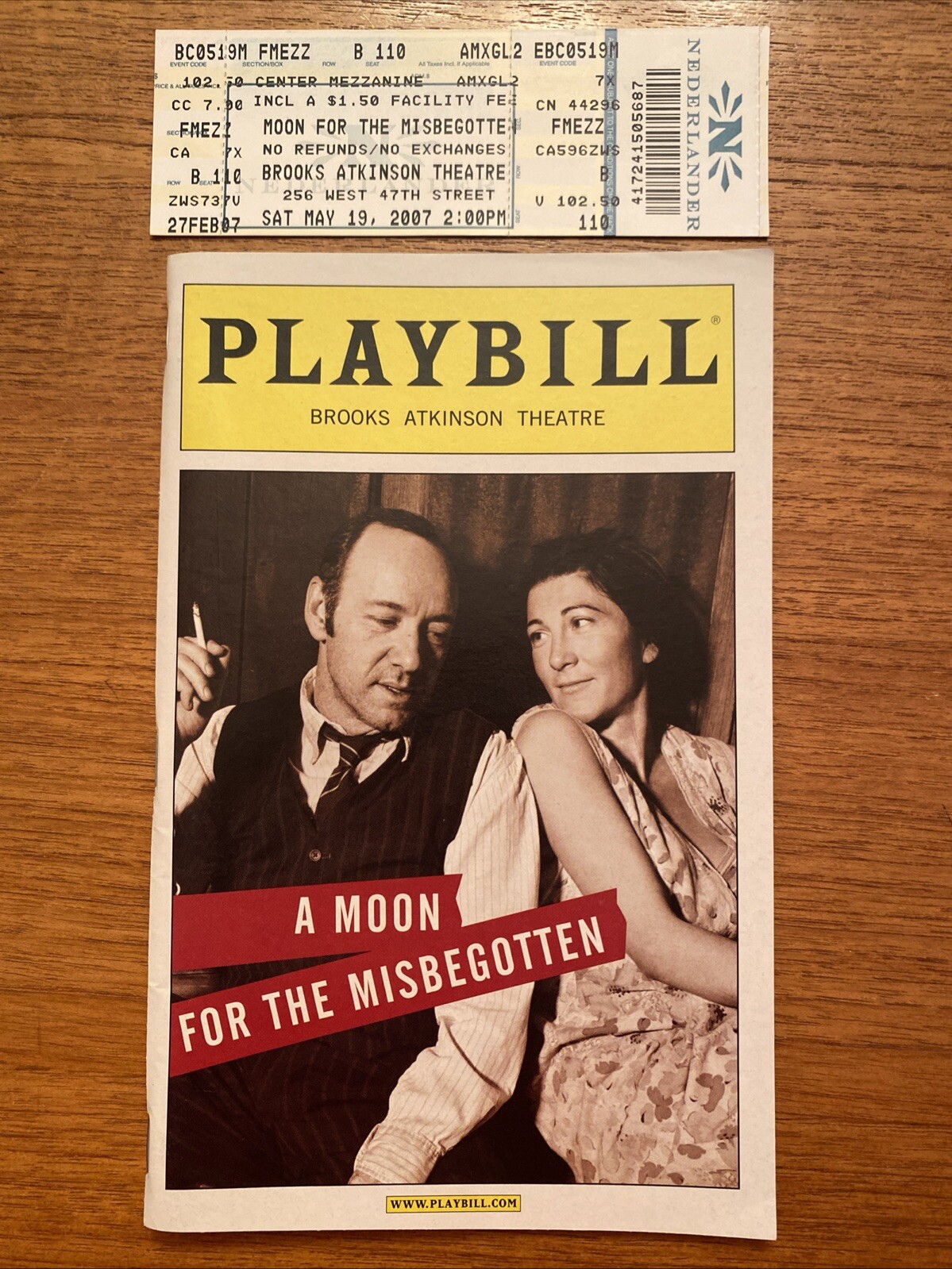 A Moon For The Misbegotten Playbill And Ticket, 19 de mayo de 2007 Kevin Spacey como nuevo