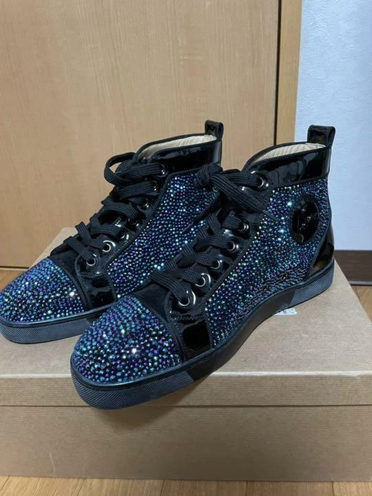 Christian Louboutin Auth LOUIS FLAT STRASS Sneakers Shoes 40.5 New from  Japan