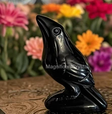 Natural Black Obsidian 1pcs Crystal Bird Quartz Healing Gift Home Luck Decor