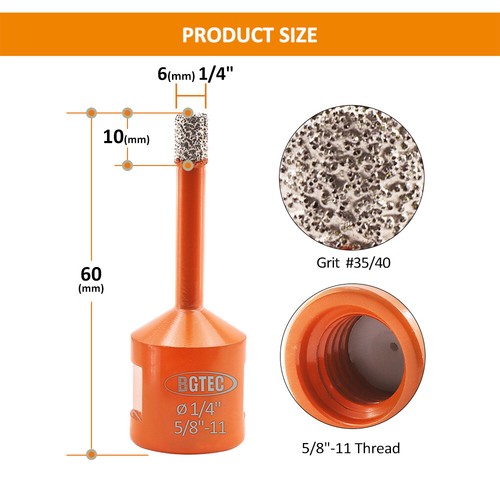 2pcs 58 6mm Diamond Drilling Bits Tile Ceramic Granite Stone Drill Angle Grinder - Imagen 2 de 10