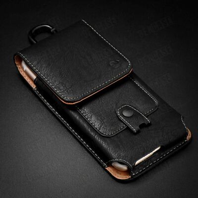 Retro HANDY TASCHE GÜRTELCLIP Schutz Hülle Etui Schale für Smartphone Schwarz DE