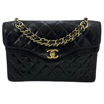 CHANEL Classic Single Flap Magnetic Closure Shoulder Bag Black