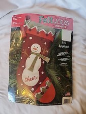 Dimensions-Feltworks- 8137-Snowman Cheer Stocking-New-Sealed -2005