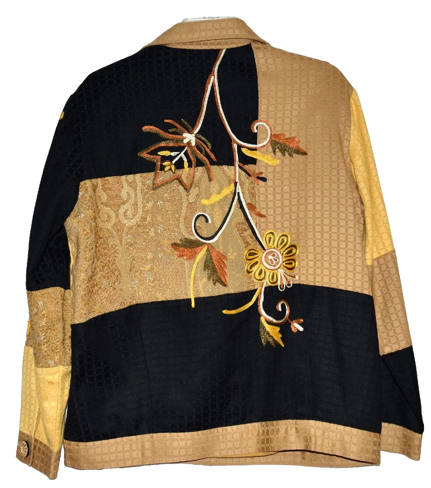 Blazer y Top Indigo Moon Artístico Dorado Negro y Tostado Bordado Flores Talla S Nuevo sin Etiquetas Foto 2 de 4