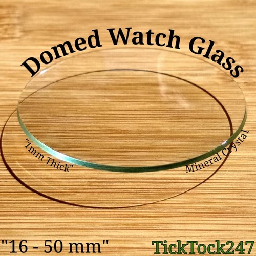 Domed Mineral Crystal Watch / Pocket Watch Glass Replacement Sizes 16