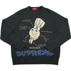 Supreme Pillsbury Doughboy Sweatshirt Men's Medium Black Embroidered Jumper VGC