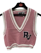 Reclaimed Vintage inspired cropped tank with badge logo, Pink, Women’s, UK 10