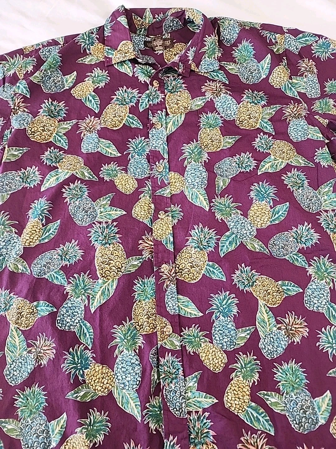 Cooke Street Shirt Mens L Purple Hawaiian Pineapple all over print