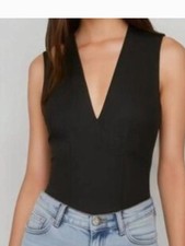 Abercrombie  Fitch Black Sleeveless V-Neck Bodysuit Size M