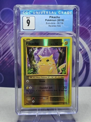 CGC 9 MINT Pikachu Pokémon Evolutions 35/108 Reverse Holo 2016 Blue Label