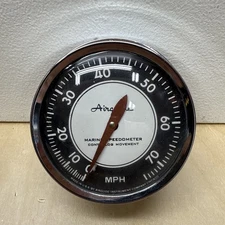 VINTAGE AIRGUIDE MARINE SPEEDOMETER CONTRALOG MOVEMENT 70MPH UNTESTED ForDisplay
