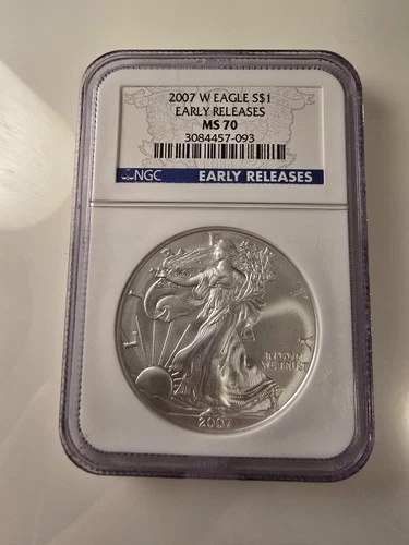 2007 (W) American Silver Eagle $1 Early Releases MS70 NGC 1 oz .999 Silver