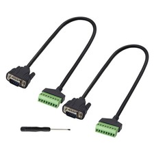 2pcs DB9 D-SUB 9 Pin Male to 8 Pin Screw Terminal Adapter Connector Cable 30cm
