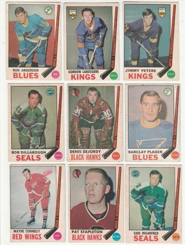 1969-70 OPC LOT OF 9 DIFFERENT CARDS, LOW GRADE