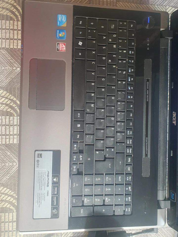 Acer Aspire 7745G, i5-460M, 17,3", 2.53GHz, 3MB L3 cache, 750GB HHD, CD-Laufwerk - Bild 2 von 4