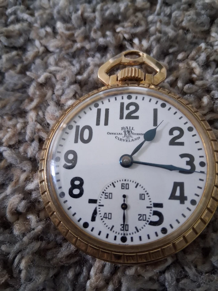 The Ball Co Pocket Watch 16 Size 21J 435C Rail Road Grade 10K Gold Plate Runs - Image 2 of 4