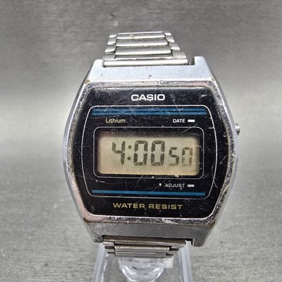 Casio B612W Watch Men 35mm Digital Silver Tone Date Hexagon New Battery 695 VTG