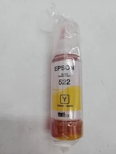 NEW GENUINE EPSON 522 YELLOW INK BOTTLE Refill T522420 Sealed Plastic 12/2027