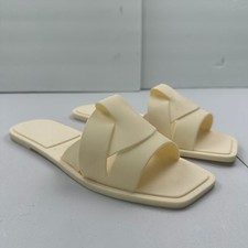 Zara Slide Sandals Womens 41 US 10 Cream Crossover Rubberized Straps Minimalist