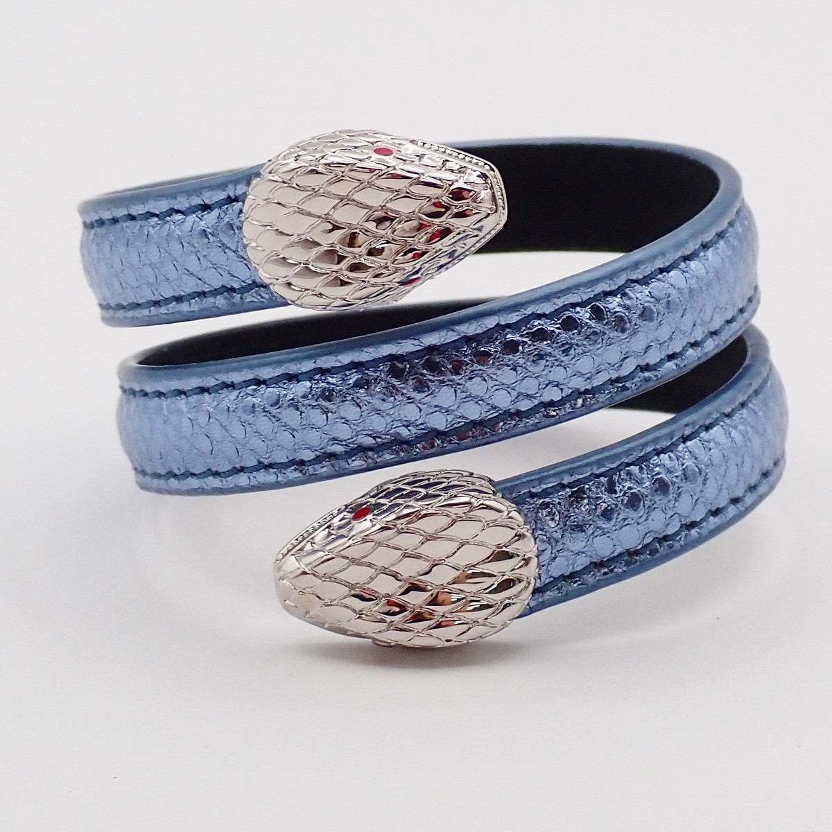 BVLGARI Logo Serpenti Forever Bracelet Blue Silver Italy Accessory
