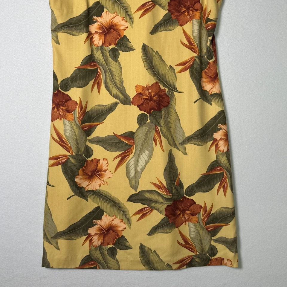 Vestido Tommy Bahama para mujer talla 12 amarillo seda floral línea A hasta la rodilla de colección Y2K Foto 4 de 4