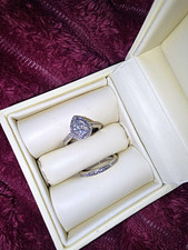 9ct White Gold Pavé Diamond Bridal Ring Set 0.66ctw Size J Women’s