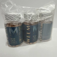 3 X WEEM Hair Skin and Nails Gummies, Vegan biotin Vitamins, Healthy Hair - 7/27