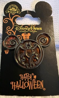 2013 Disney Pins Mickey Mouse Head Orange Glass With Lizard. Halloween New