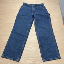 Carhartt Jeans Mens 32x28 Blue Loose Original Fit Medium Wash Denim Work B13 DPS