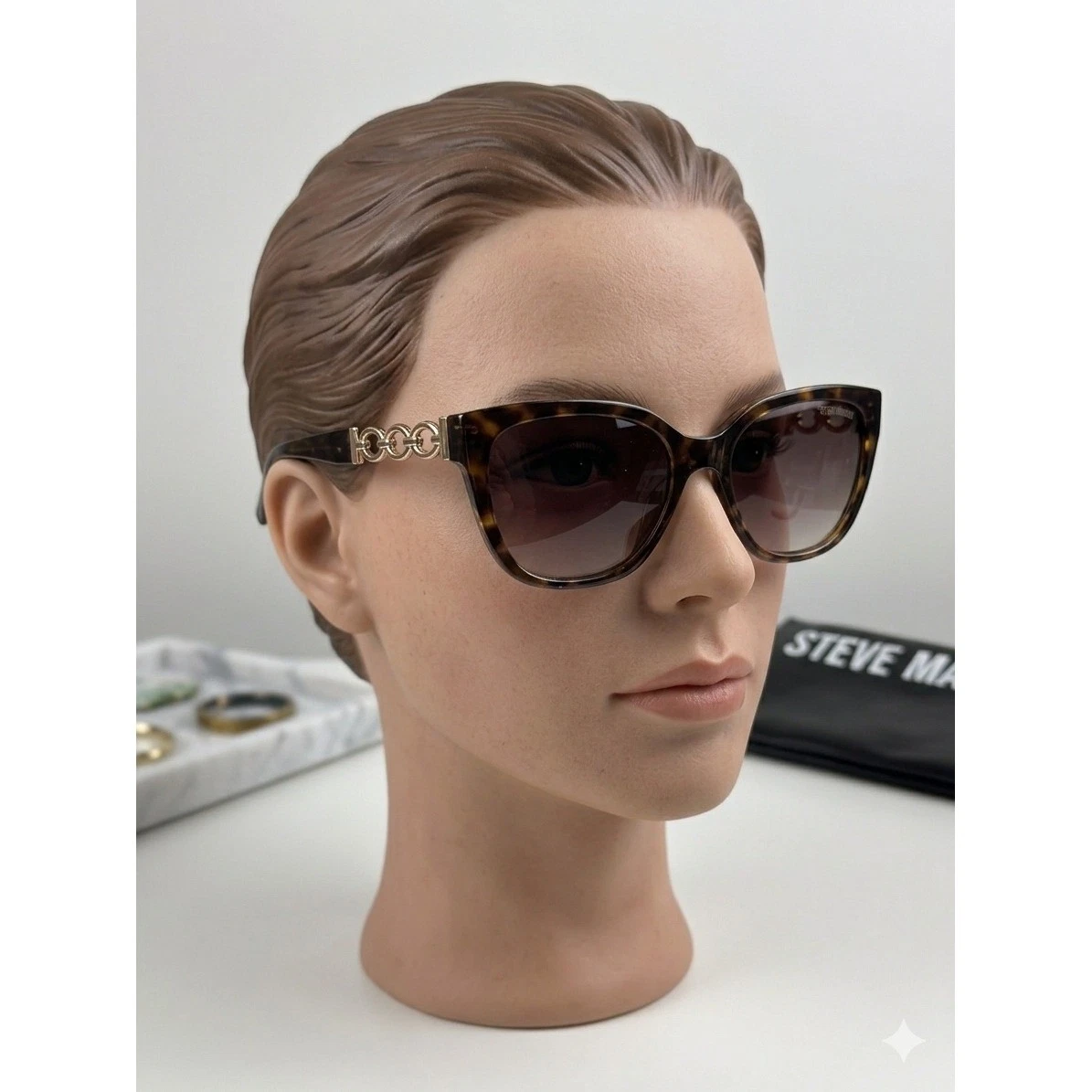 Steve Madden Shelbea Brown Gradient Square Sunglasses X17701 60-13-140 Steve Madden Plastic Frame Square Sunglasses for Women for  main image 3