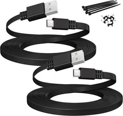USB to Micro USB Extension Cable 30FT 2Pack,Extra Long Flat Charging Power Exten