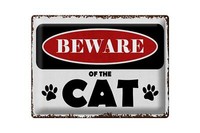 Blechschild Spruch 40X30 Cm Beware Of The Cat Vorsicht Katze Deko Schild