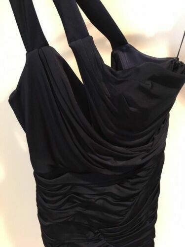 Foley + Corinna Black Ruched One Shoulder Asymmetrical Harness Dress SMALL - Picture 4 of 5