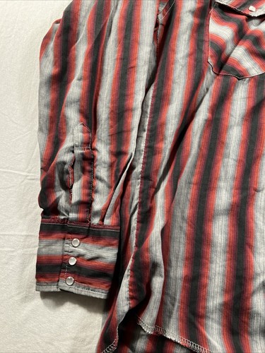 Camisa Wrangler De Colección Para Hombres Colas X Largas Perla A Presión Aguja Única Rayas Med - Imagen 3 de 11