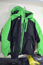 Descente Ski Snowboard Winter Jacket Hooded BOYS 16 160 XL Green Black