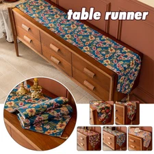 Luxury Vintage Flower Printed Table Runner Kitchen Dining W/ Tassel Home Decors