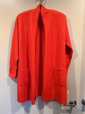 CeCe Cardigan Long Open Gorgeous Red Sz Small Oversized