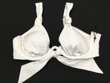 Shade  Shore Womens 34C White Knot Detail Continuous Underwire Bikini Top
