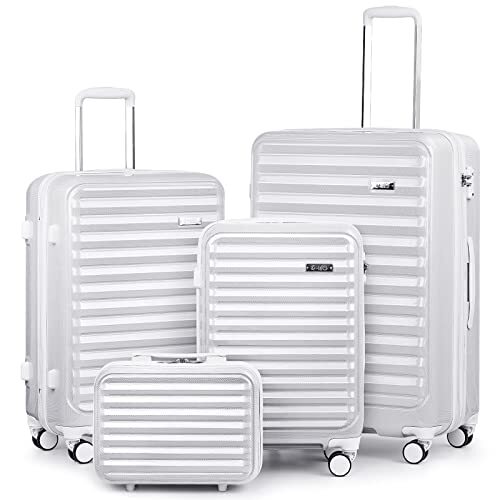 Luggage Suitcase 4 Piece Set expandable (only 28”) ABS+PC 4 piece set white