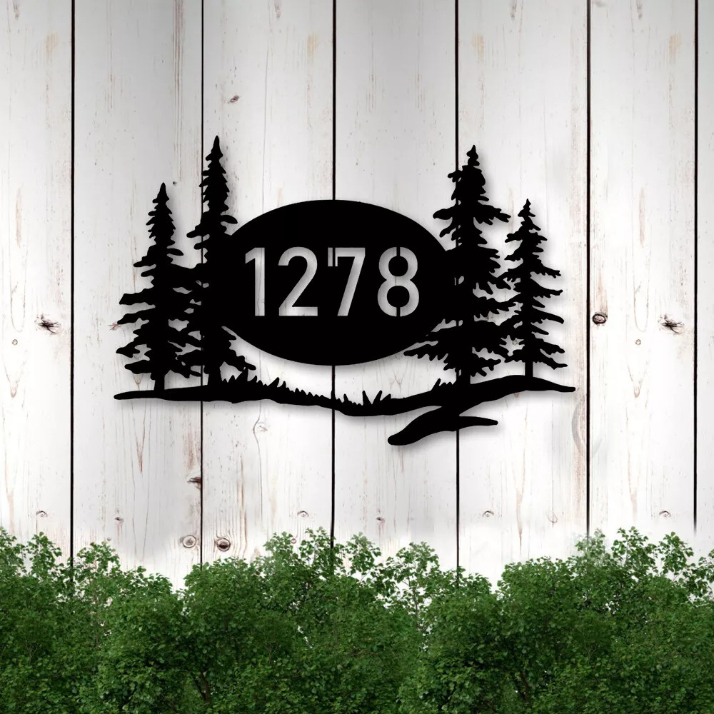 Letreros metálicos con número de casa personalizados, placa de dirección personalizada decoración de arte de pared