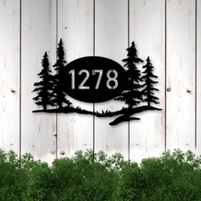 Personalized House Number Metal Signs, Custom Address Plaque Wall Art Decor