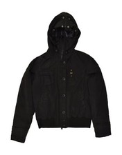 Blauer Womens Hooded Windbreaker Jacket Uk 14 Medium Black Polyester Ab10