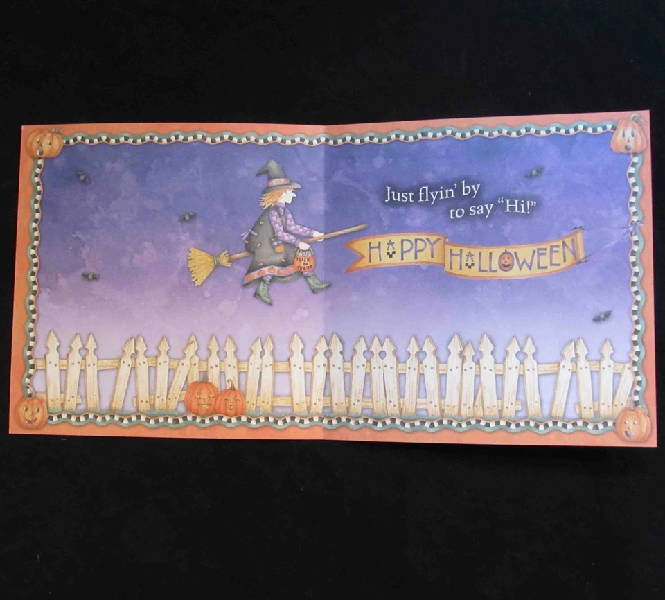 Leanin Tree Halloween Greeting Card Witch Cat Pumpkin Ghost Multi Color HW20 - Image 2 of 2