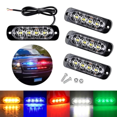 4Stk 4LED Frontblitzer 12V-24V Blitzlicht Warnleuchte Strobe Licht Auto KFZ LKW - Bild 1 von 4