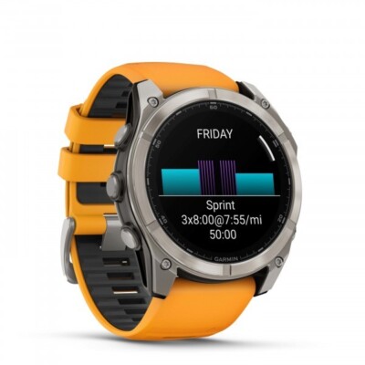 Garmin fenix 8 51mm Sapphire Titanium GPS Watch with Orange