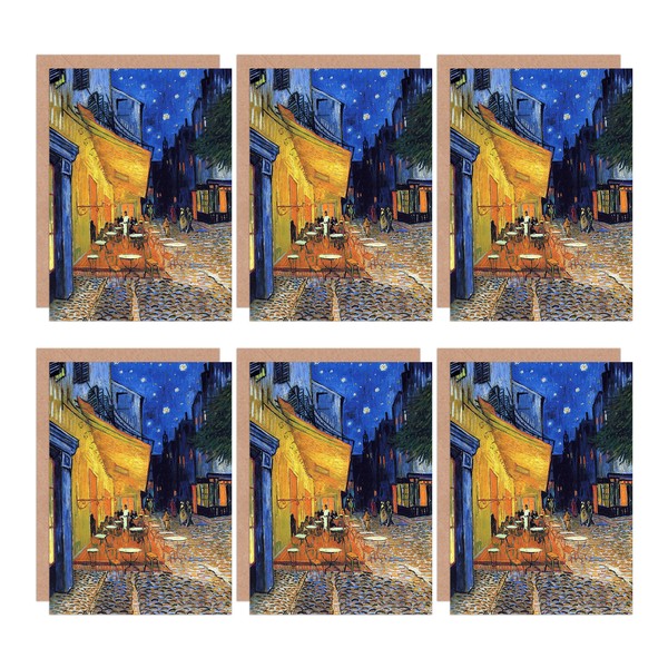 Van Gogh Cafe Terrace Place Du Forum Arles 1888 Blank Greeting Cards Pack Of 6-image