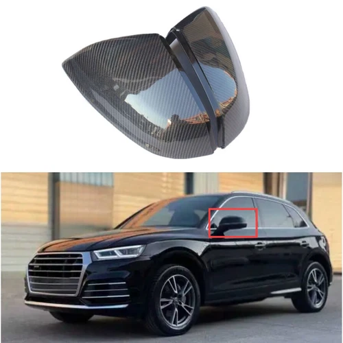 Real Carbon Fiber Side Mirror Cover Cap For Audi Q5 Q7 SQ5 SQ7 W/Assist 2019-23